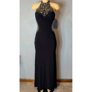 Cache Vtg Y2K Black Beaded Formal Prom Dress Whimsical Fairy Y2K Evening New